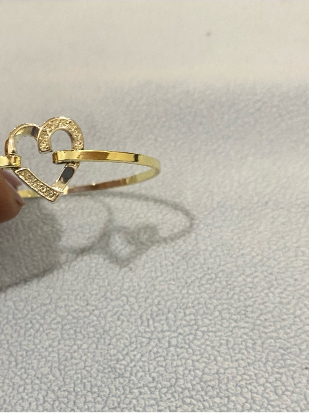 Gold Heart Crystal Accent Bangle Bracelet - Picture 2 of 4